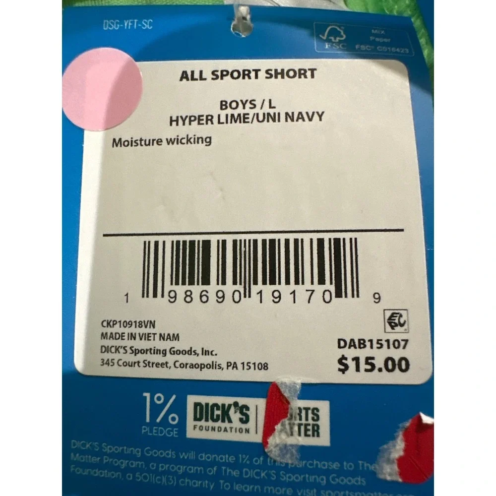 DSG Boys Knit Performance All Sport Shorts Hyper Lime Green Navy Size L 14-16